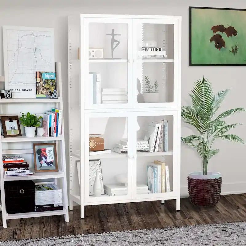 Meuble de rangement vitré avec étagères réglables