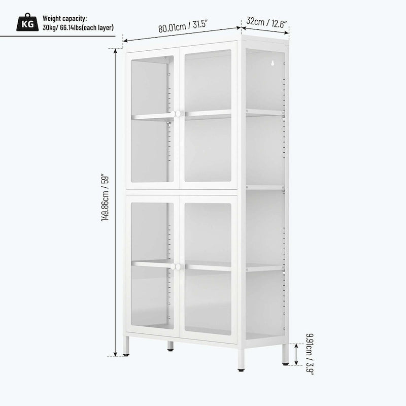 Meuble de rangement vitré avec étagères réglables