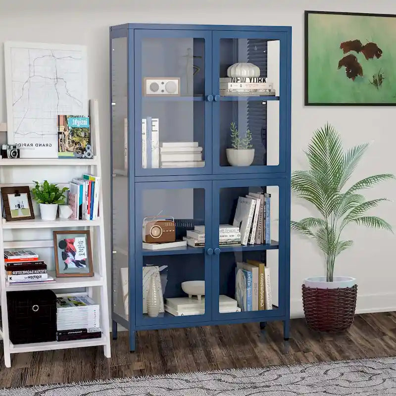 Meuble de rangement vitré avec étagères réglables