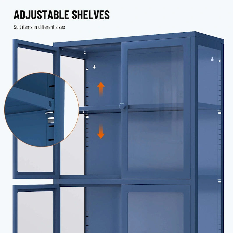 Meuble de rangement vitré avec étagères réglables