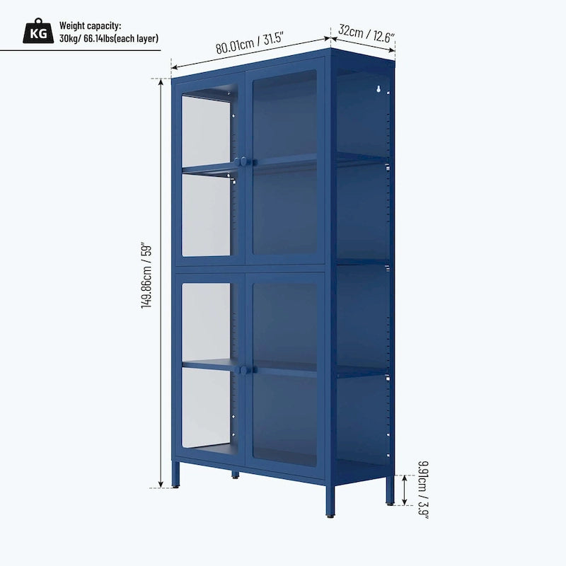 Meuble de rangement vitré avec étagères réglables