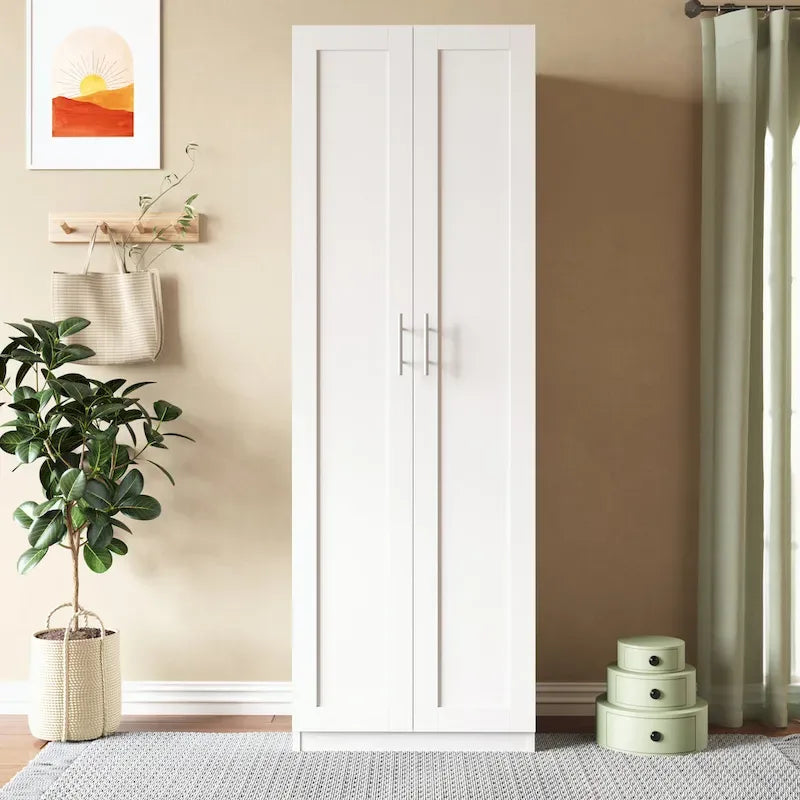 Armoire 2 portes 3 étagères avec placage texturé