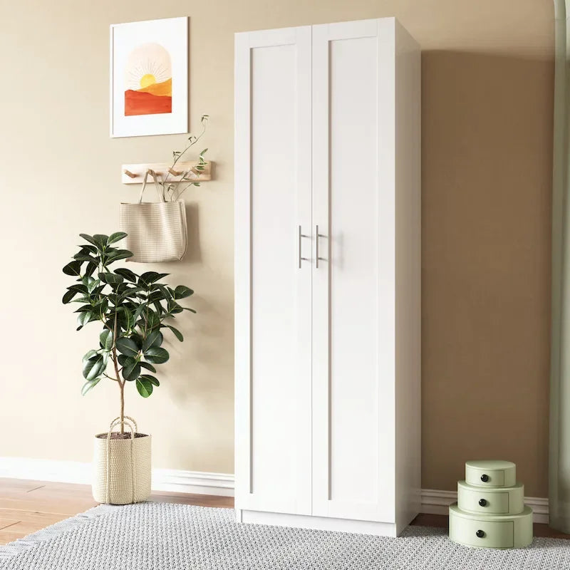 Armoire 2 portes 3 étagères avec placage texturé