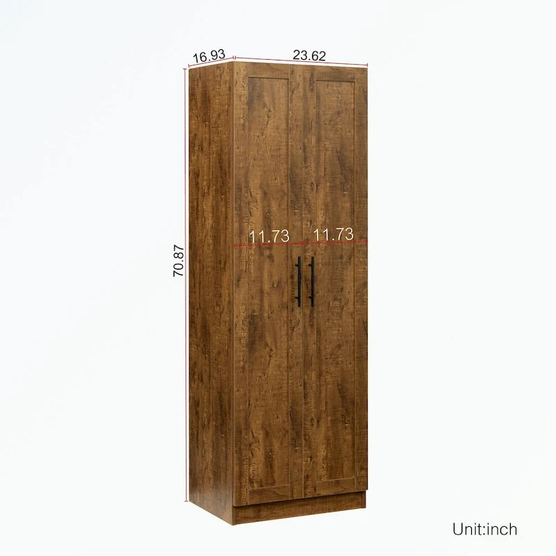 Armoire 2 portes 3 étagères avec placage texturé