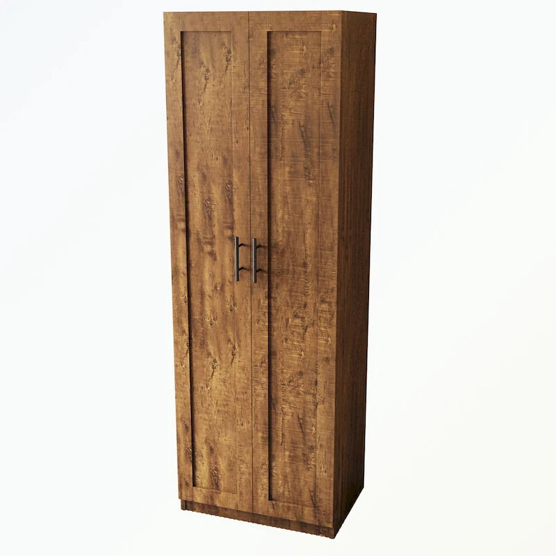 Armoire 2 portes 3 étagères avec placage texturé
