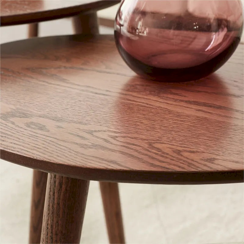 Table basse en bois de chêne massif, forme galet