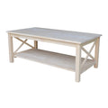 Table basse en bois massif avec étagère inférieure