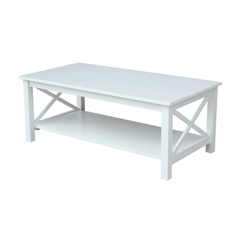 Table basse en bois massif avec étagère inférieure