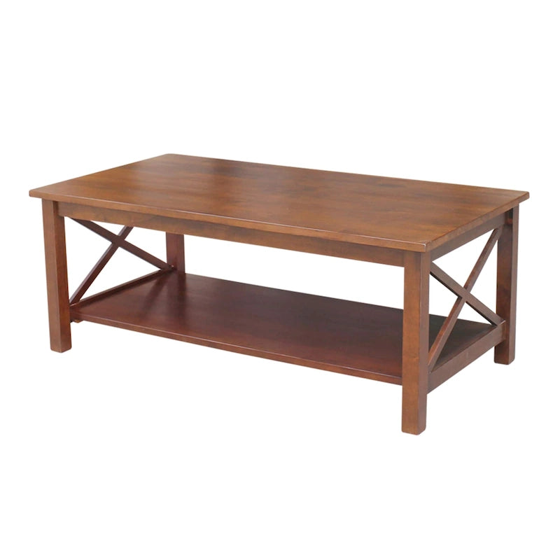 Table basse en bois massif avec étagère inférieure