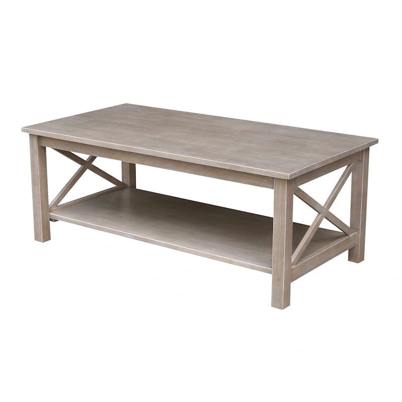 Table basse en bois massif avec étagère inférieure