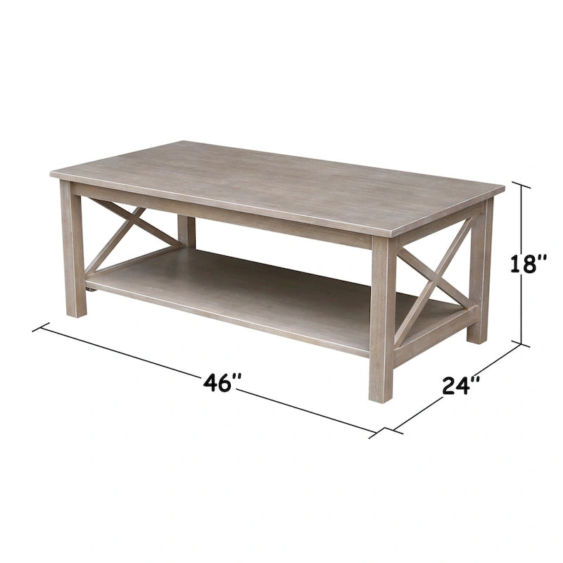 Table basse en bois massif avec étagère inférieure
