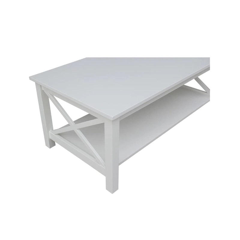 Table basse en bois massif avec étagère inférieure