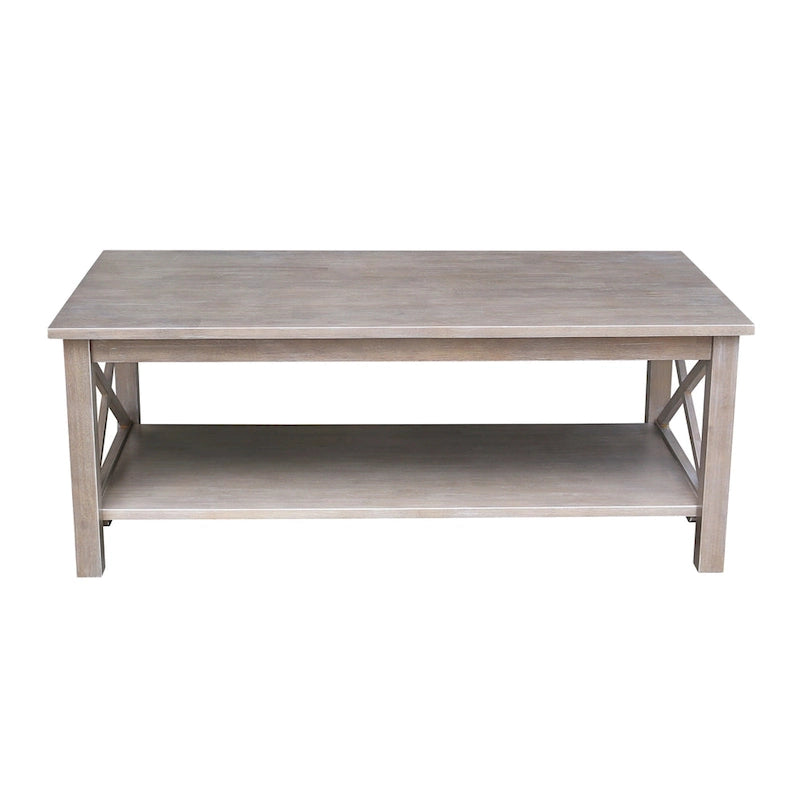 Table basse en bois massif avec étagère inférieure