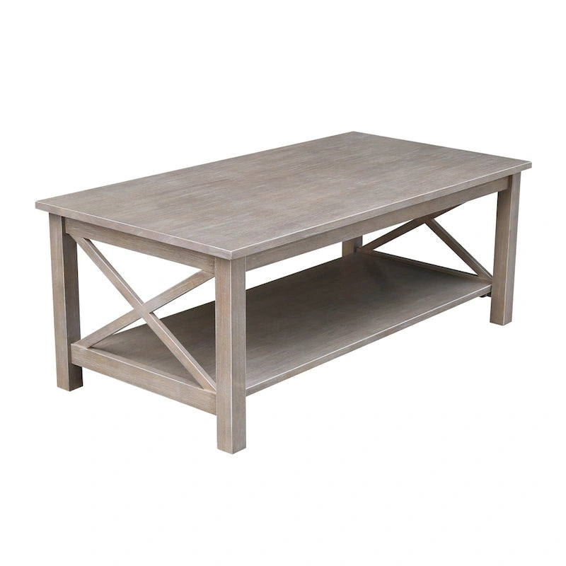 Table basse en bois massif avec étagère inférieure