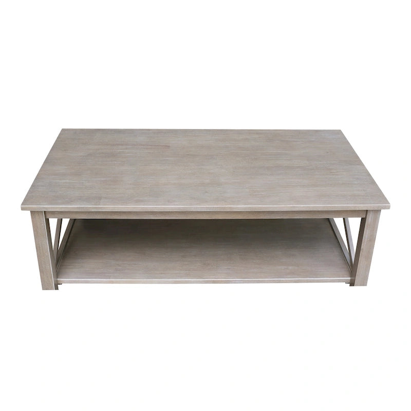 Table basse en bois massif avec étagère inférieure