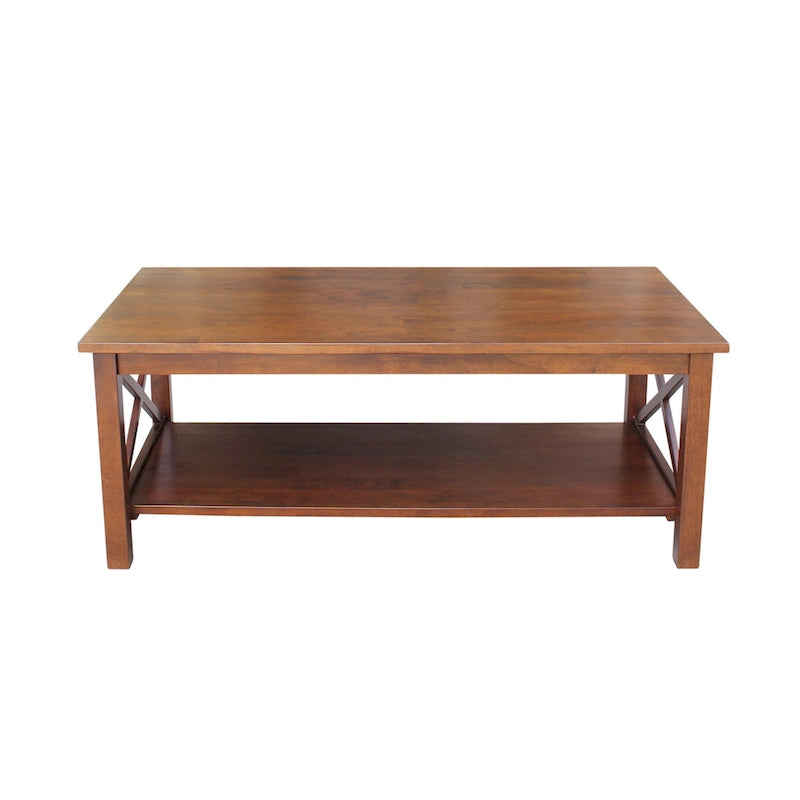 Table basse en bois massif avec étagère inférieure