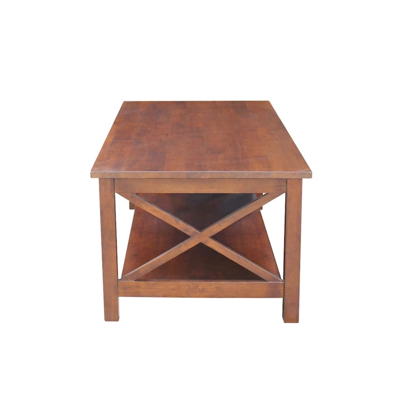 Table basse en bois massif avec étagère inférieure