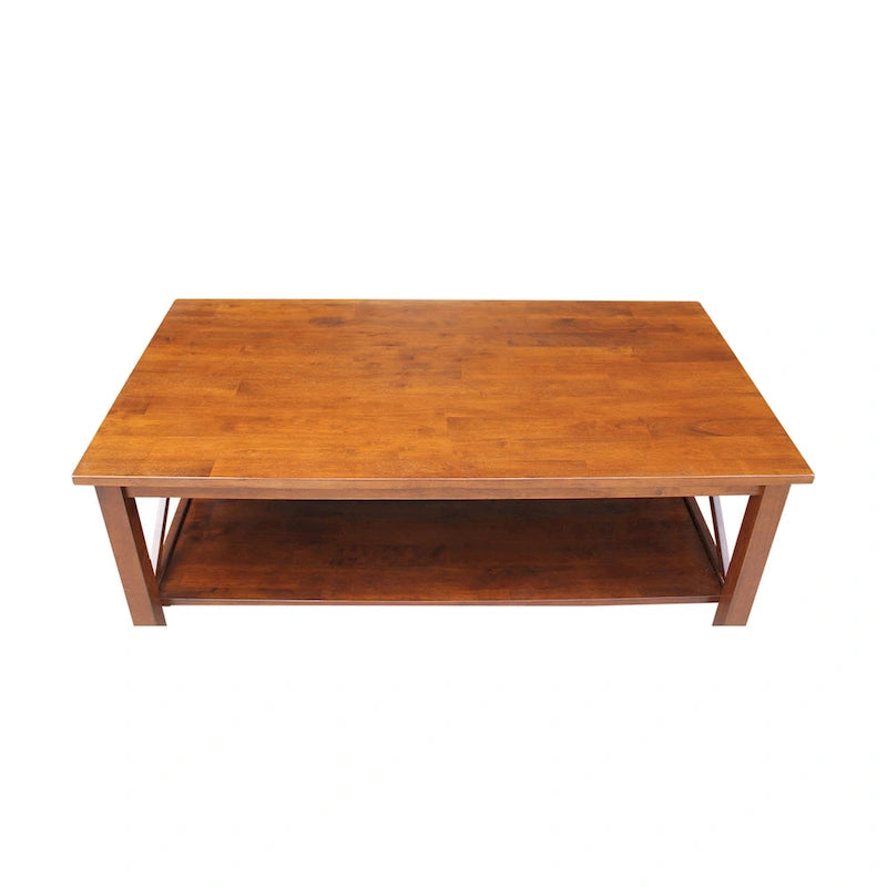 Table basse en bois massif avec étagère inférieure