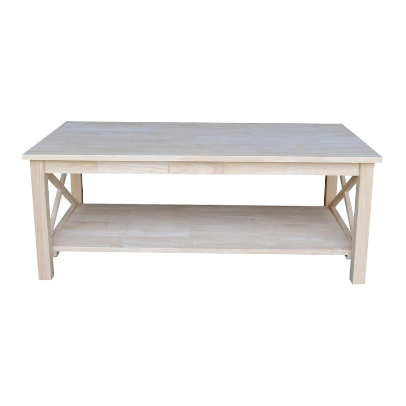 Table basse en bois massif avec étagère inférieure