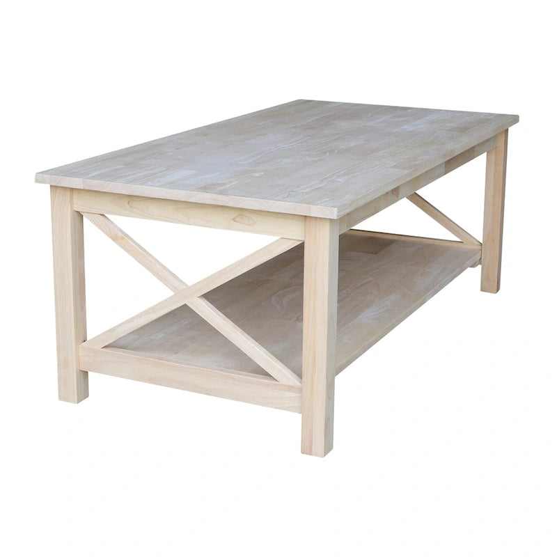 Table basse en bois massif avec étagère inférieure