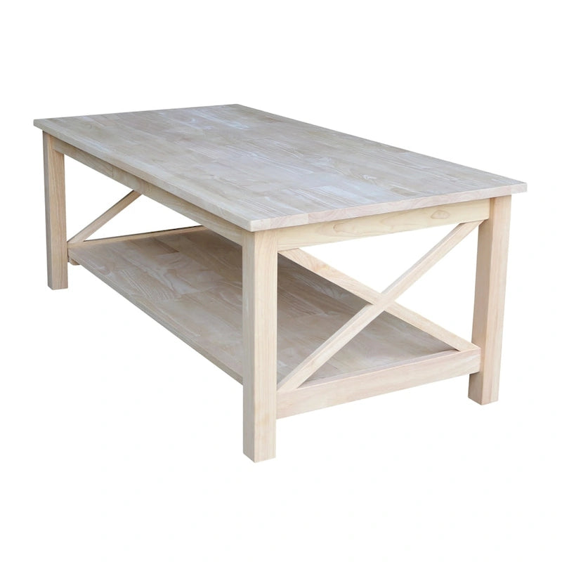 Table basse en bois massif avec étagère inférieure