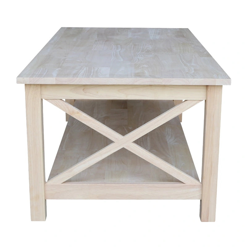Table basse en bois massif avec étagère inférieure