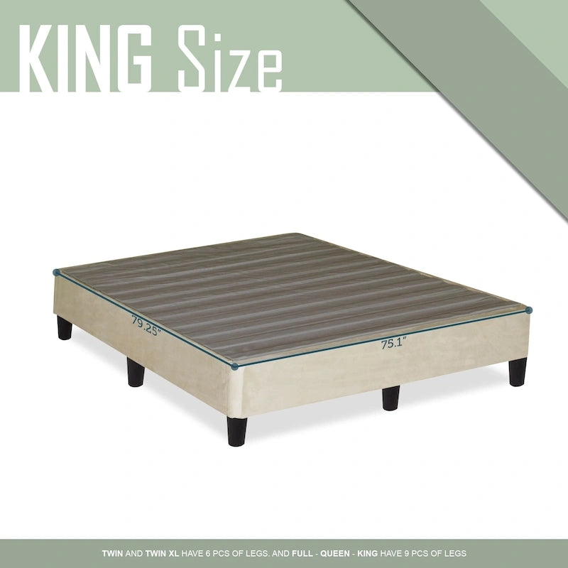 Lit plateforme profil bas de 13 po avec pieds – Beige
