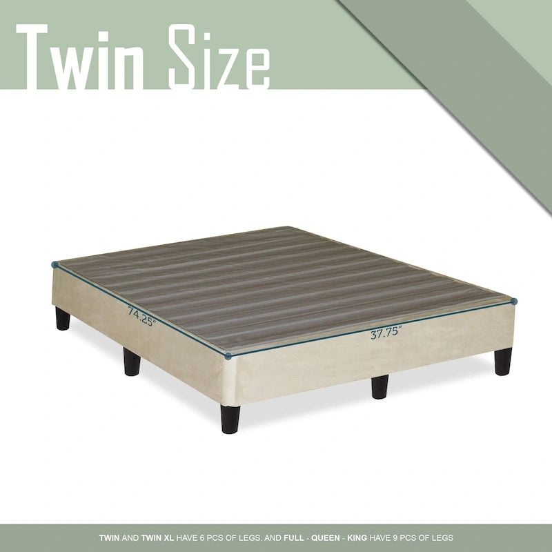 Lit plateforme profil bas de 13 po avec pieds – Beige