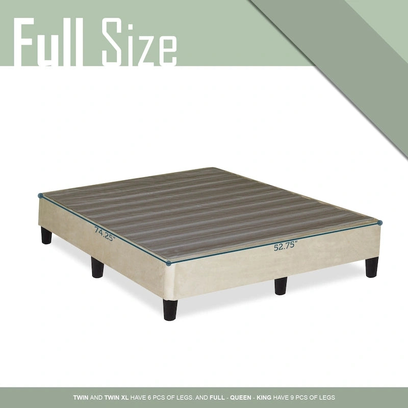 Lit plateforme profil bas de 13 po avec pieds – Beige