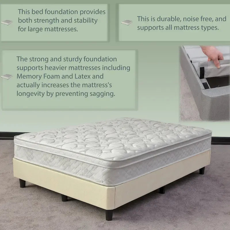 Lit plateforme profil bas de 13 po avec pieds – Beige