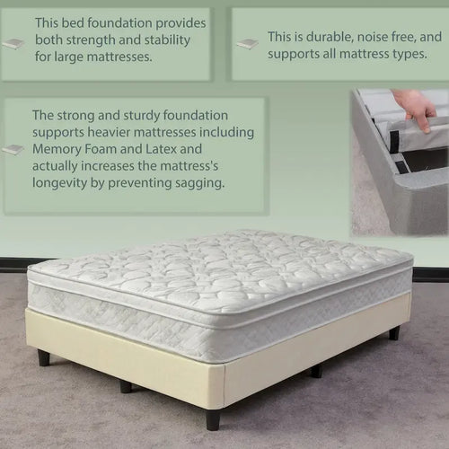 Lit plateforme profil bas de 13 po avec pieds – Beige