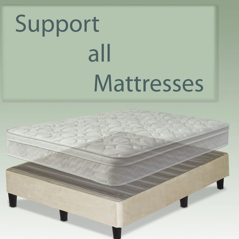 Lit plateforme profil bas de 13 po avec pieds – Beige