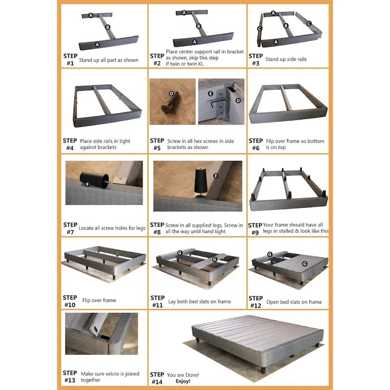 Lit plateforme profil bas de 13 po avec pieds – Beige