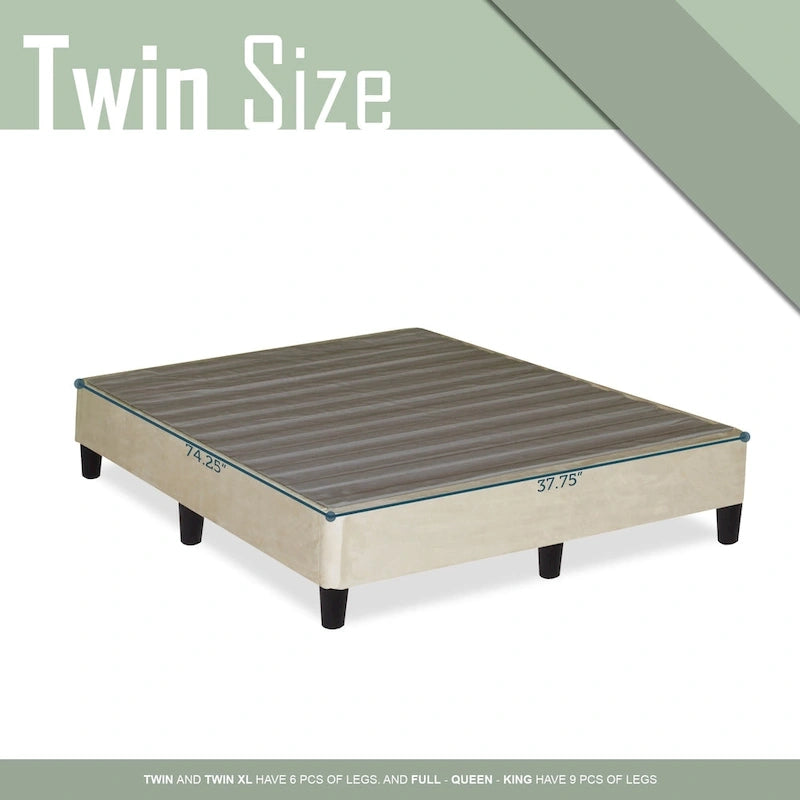 Lit plateforme profil bas de 13 po avec pieds – Beige