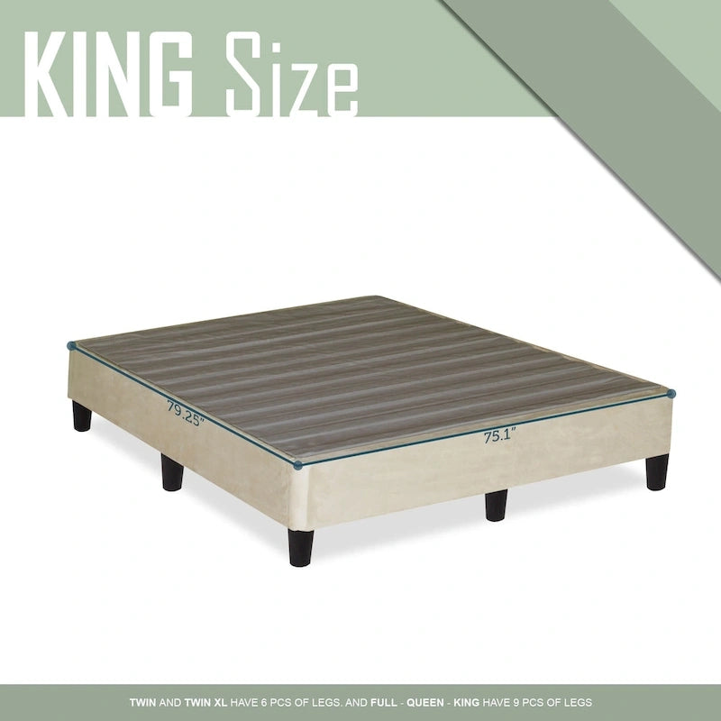 Lit plateforme profil bas de 13 po avec pieds – Beige