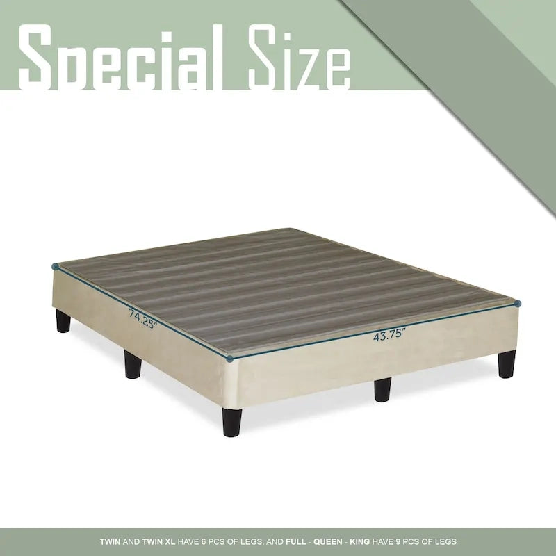Lit plateforme profil bas de 13 po avec pieds – Beige