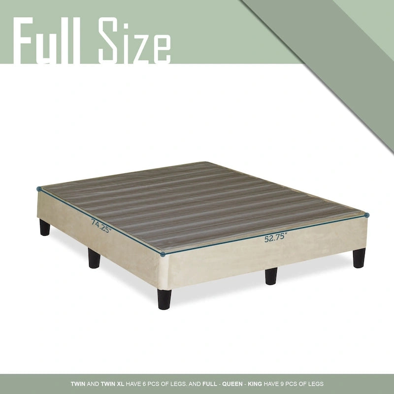 Lit plateforme profil bas de 13 po avec pieds – Beige