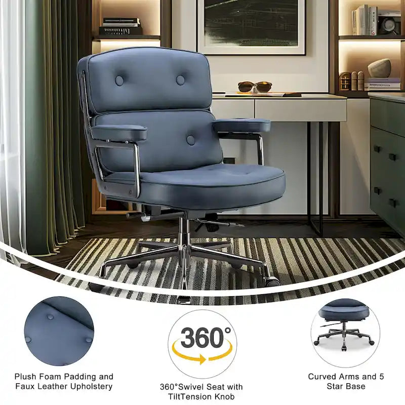Chaise de bureau ergonomique mi-dos avec soutien lombaire