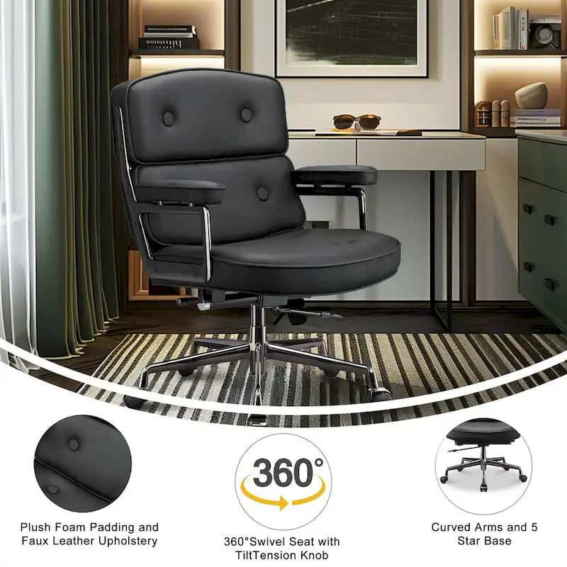 Chaise de bureau ergonomique mi-dos avec soutien lombaire