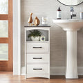 Meuble de salle de bain à 3 tiroirs et étagère ouverte Dalton, blanc/gris anthracite