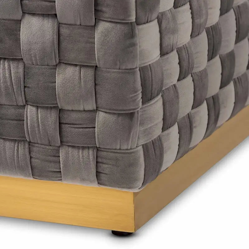 Pouf de cocktail carré en velours gris – Moyen