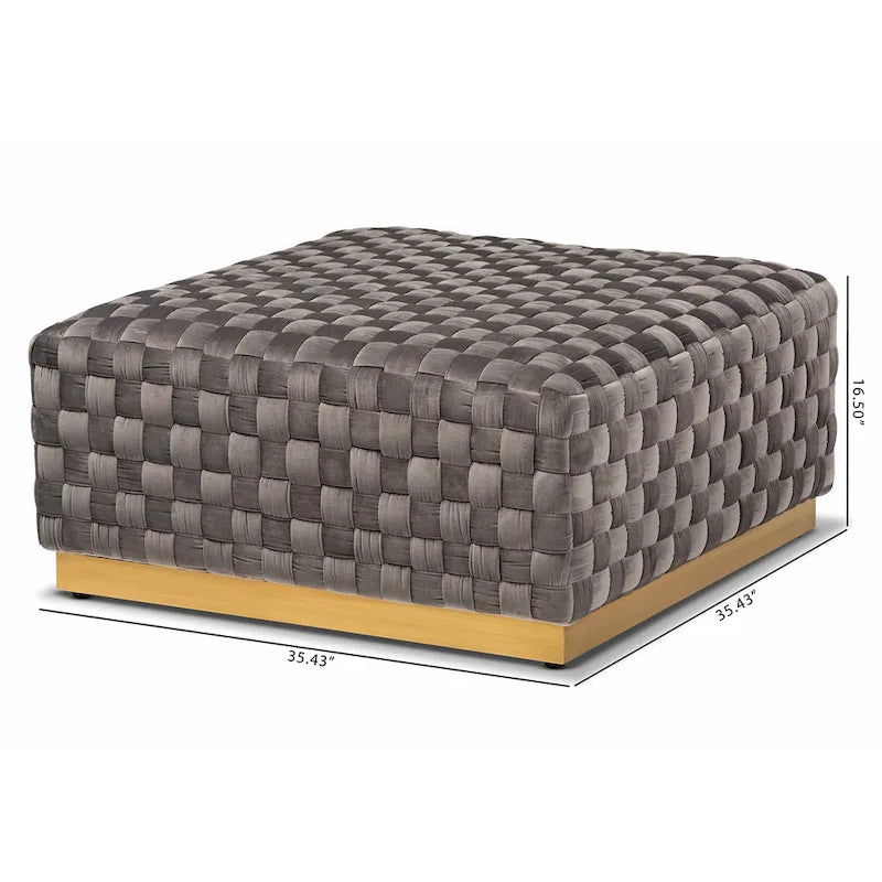 Pouf de cocktail carré en velours gris – Moyen