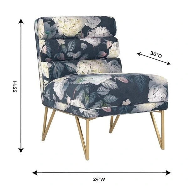 Fauteuil d'appoint en velours fleuri