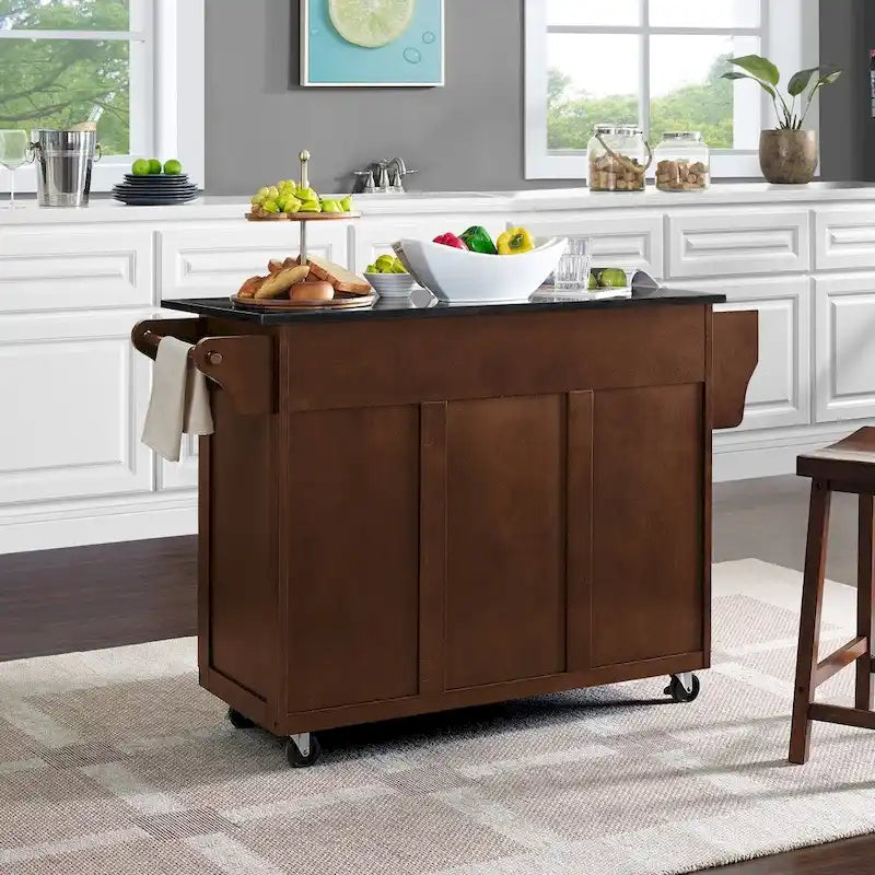 Îlot de cuisine portable avec dessus en granit