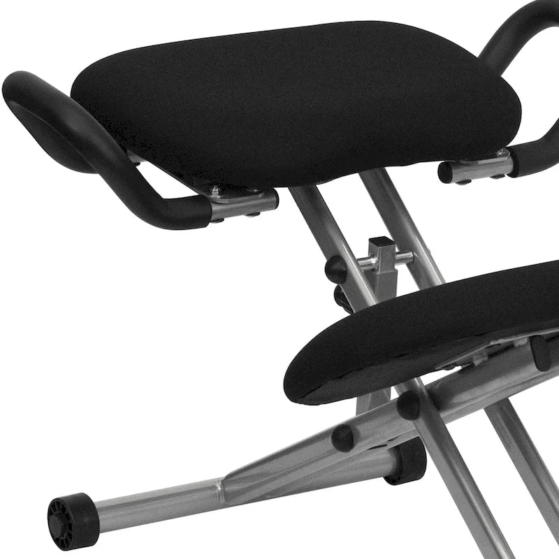 Chaise ergonomique à genoux avec poignées - Tissu noir