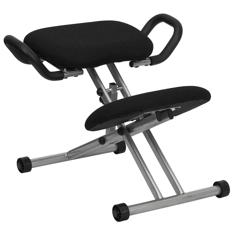 Chaise ergonomique à genoux avec poignées - Tissu noir