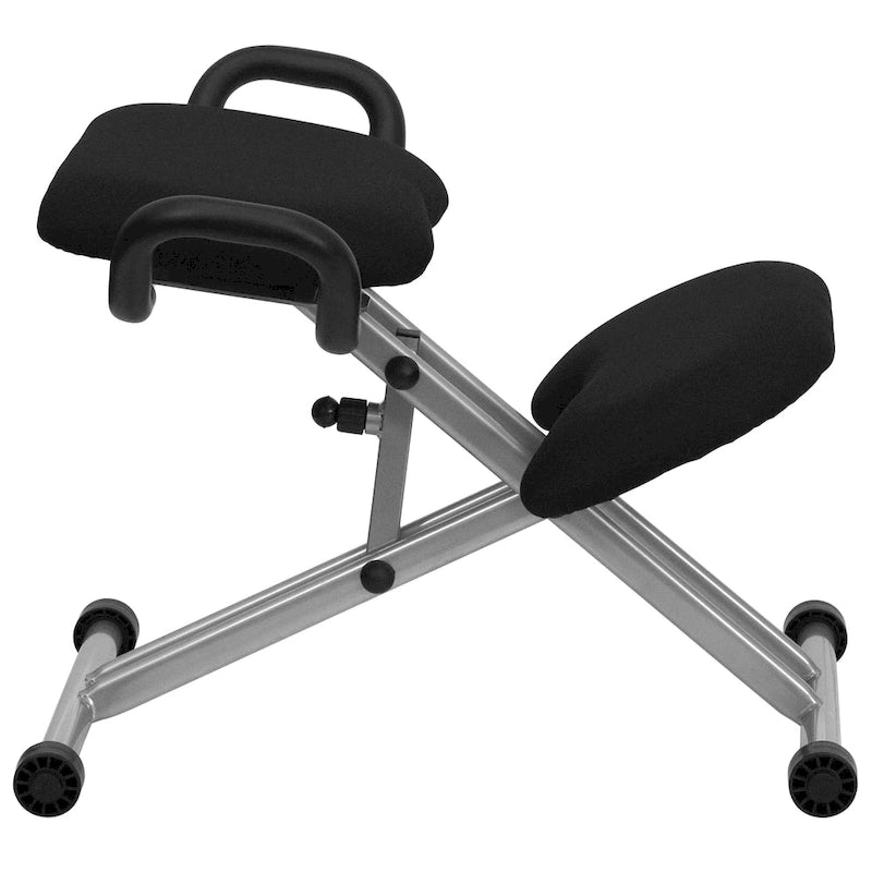 Chaise ergonomique à genoux avec poignées - Tissu noir