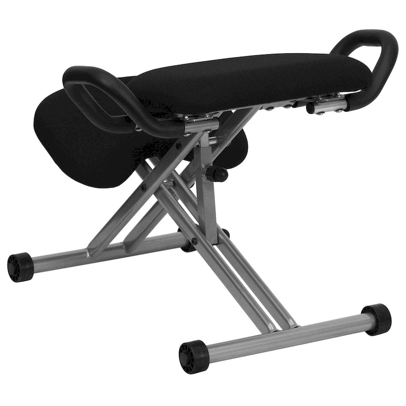 Chaise ergonomique à genoux avec poignées - Tissu noir