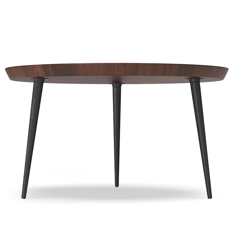 Table basse ronde industrielle moderne avec plateau en bois d'acacia massif