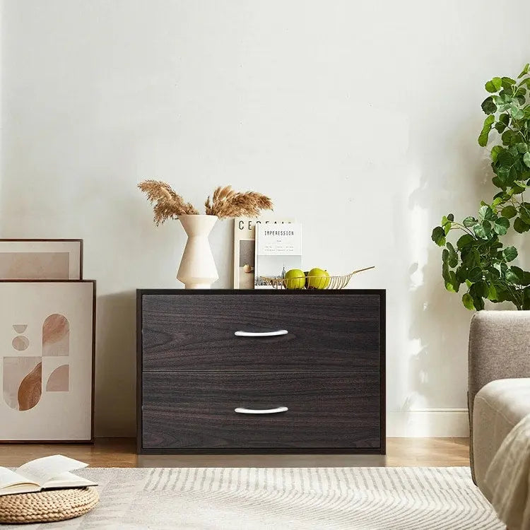 Meuble de rangement superposable à 2 tiroirs avec poignées